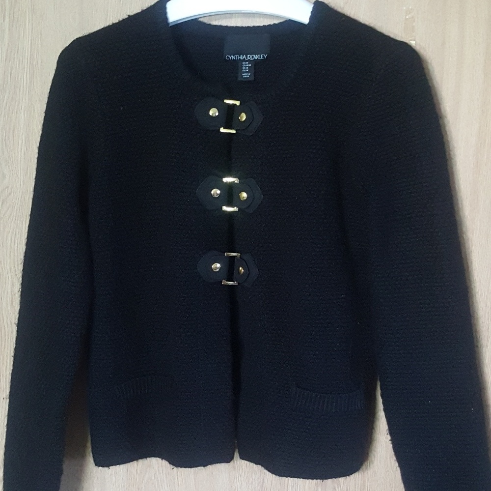 Cynthia Rowley cardigan with gold buckles